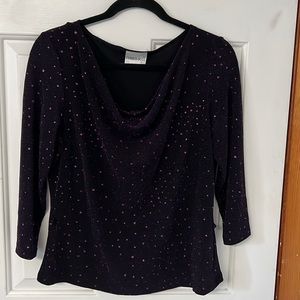 Black and Pink Glittered, Polkadot Blouse